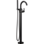 Matte Black Brass Floor Mounted Tub Filler with Handshower