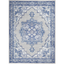 Grey Blue Floral Motif 6' x 9' Easy-Care Synthetic Area Rug