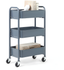 Blue Metal 3-Tier Rolling Storage Cart with Caster Wheels