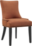 Orange Upholstered Leather and Wood Side Chair