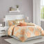 Twin Orange Microfiber Reversible Bedspread Set