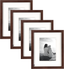 Walnut Brown Wood Photo Frame Set with White Mat, 8x10, Pack of 4