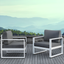 Baltic White Aluminum Outdoor Chairs with Gray Cushions