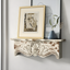 28" Rustic Cream and Brown Carved Wood Wall Shelf