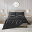 Queen Black Satin Deep Pocket Sheet Set