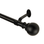 Cordelia Antique Black Adjustable Curtain Rod with Globe Finials