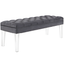 Elegant Gray Velvet Tufted Bench with Clear Acrylic Legs