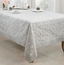 Silver Floral Embroidered Rectangular Tablecloth 65" x 120"