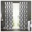 Medallion Black and Silver Polyester Room-Darkening Grommet Curtains