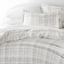 Gray Plaid Microfiber Queen Duvet Cover Set with Shams