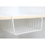 Medium White Steel Undershelf Storage Basket with Snug Fit Arms