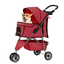 Red 3-Wheel Foldable Alloy Steel Dog Stroller with Storage Basket