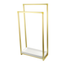 Brushed Brass 2-Tier Freestanding Towel Rack with Wooden Case