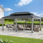 Large Cedar Wood and Aluminum Hardtop Outdoor Gazebo