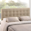 Beige Tufted Upholstered King Headboard with Button Detail