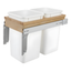 White Double Pull-Out Trash Bin with Maple Mount