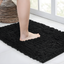 Black Chenille Non-Slip Bathroom Rug 20" x 32"