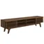 Mid-Century Modern Walnut Media Console with Sliding Doors and Storage