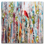 Colorful Abstract Canvas Art with Red Bird, 37x49