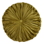 14" Olive Velvet Pintucked Round Throw Pillow