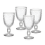 Clear Embossed Glass Wine Goblets, Set of 4, 10 Oz