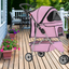 Pink 3-Wheel Folding Pet Stroller for Dogs and Cats