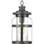 Antique Pewter Outdoor Hanging Lantern with Seeded Glass Shade