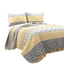 Bohemian Yellow and Gray Cotton Reversible Full Quilt Set