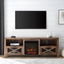 Reclaimed Barnwood 70" Rustic Black Media Console with Electric Fireplace