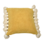 Mustard Cotton Chenille Square Throw Pillow with Tassels