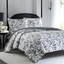 Amberley Black and White Cotton Reversible Full Quilt Set