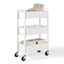 White Compact 3-Tier Metal Rolling Utility Cart with Caster Wheels