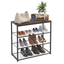 Stackable Metal 4-Tier Shoe Rack with Wood Top Shelf