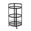 Round Blackened Bronze and Glass Bar Cart with Storage