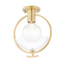 Ringo Aged Brass 1-Light Semi Flush with Clear Glass Bowl