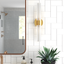 Honey Gold 2-Light Dimmable Cylinder Vanity Light with Etched Opal Glass