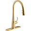 Vibrant Brushed Moderne Brass Pull-Down Kitchen Faucet