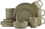 Olive Ceramic 16-Piece Dinnerware Set with Reactive Glaze