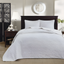 White Full Reversible Microfiber Bedspread Set with Cotton Fill