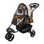 Brown and Black Mesh Pet Stroller with Storage Basket