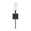 Monroe Matte Black 20" Wall Sconce with White Fabric Shade