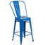 24" High Blue Steel Indoor-Outdoor Counter Stool with Removable Back