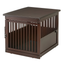 Medium Dark Brown Wooden End Table Pet Crate