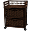 Mocha 2-Drawer Woven Rattan Storage Chest with Wheels