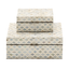 Cream Mother of Pearl Geometric Lidded Jewelry Boxes, Set of 2