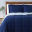 Twin Navy and Light Blue Reversible Microfiber Comforter Set