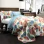 Sunrise Medley Orange & Blue Reversible Cotton Quilt Set - Full/Queen