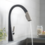 Spot Free Stainless Steel and Matte Black Pull-Down Kitchen Faucet