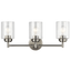 Brushed Nickel 21.5" Vanity Light with Clear Seeded Glass Shades