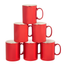 Holiday Red Ceramic Christmas Mugs, Set of 6, 16 oz